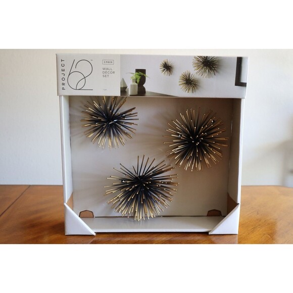 New With Box - Metal Sea Urchin Starburst Wall Décor 3pc Set Project 62 Target - Picture 1 of 13